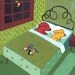 Green Dog Art Print, Dogs Sleep In Bed, Humans Sleep at Foot of Bed poster folk art