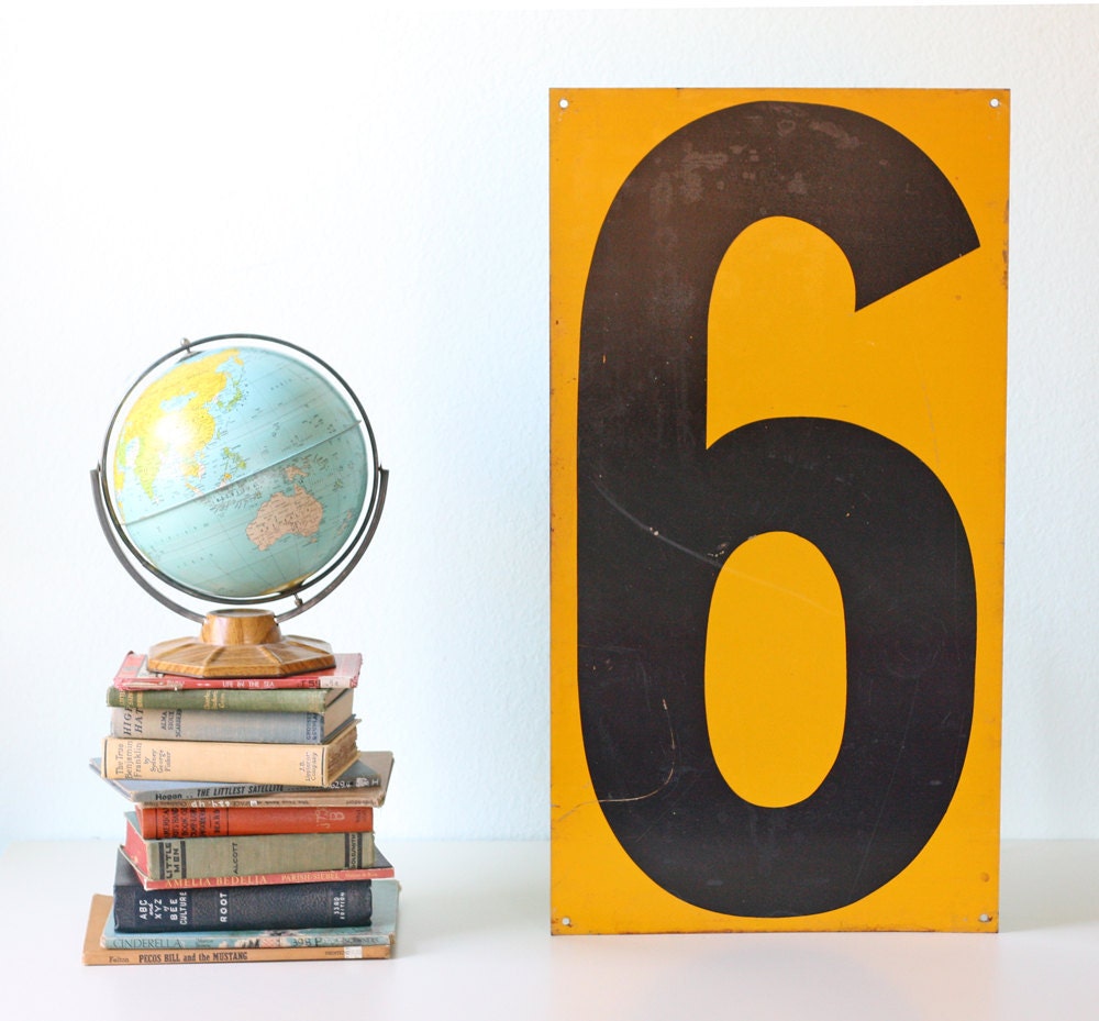 Vintage Large Number 6 Sign