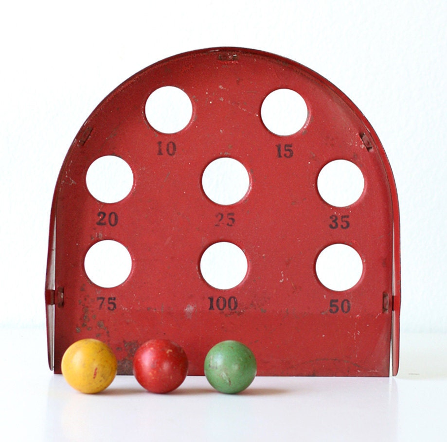 Vintage Red Game Board Skill Ball by bellalulu on Etsy