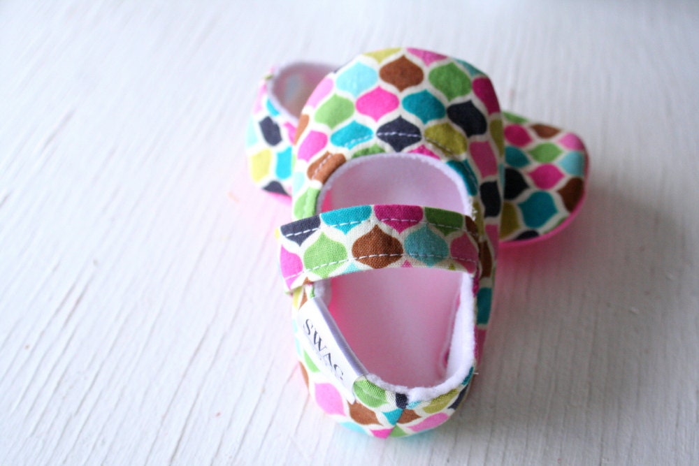 maryjane baby girl shoes toddler newborn velcro strap booties pink aqua slippers SWAG shower gift morocco beat