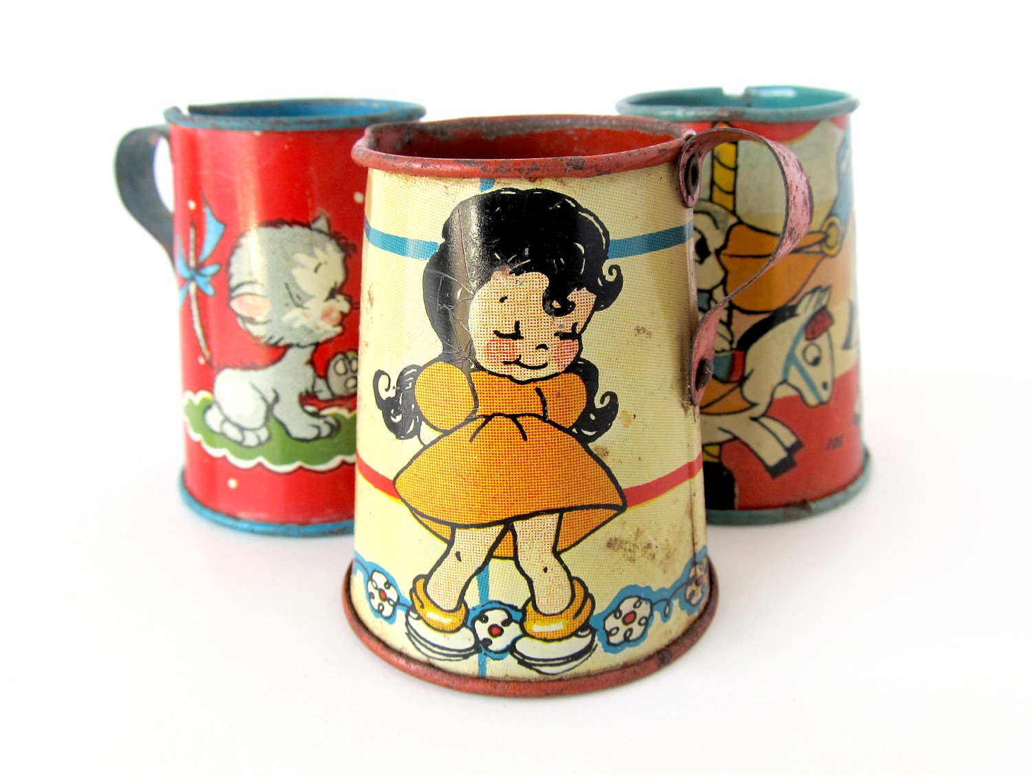 Tin Toy Pitchers - INSTANT COLLECTION - Set of 3 Tin Toys