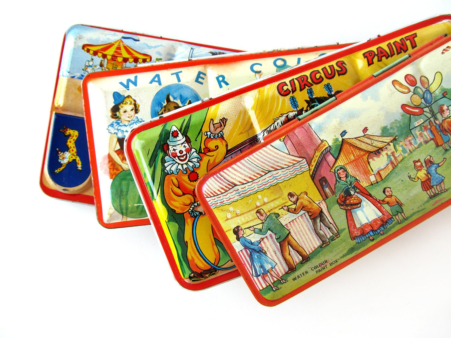 Carnival n Circus TIN PAINT BOX Instant by sushipotvintage