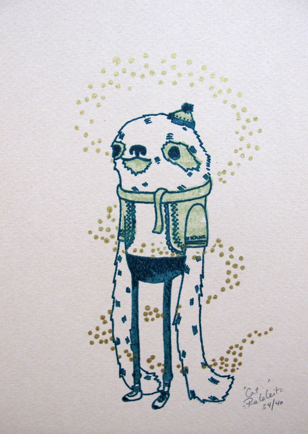 Magic Sloth Friend Gocco Print