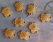12 PC Brass small Renaissance Medallion - 2 way Connector Finding - R0367