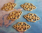 2 PC Raw Brass Nouveau Filigree Link / Jewel Wrap  - E0107