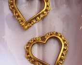 2 PC Brass Victorian Heart Frame Pendant / Jewelry Finding - Vintage Style - H0177