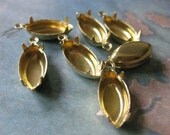 12 PC Raw Brass Pronged Navette Setting Cup / 15 x 7mm - FF01