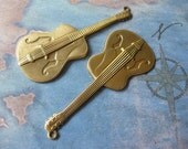 2 PC Raw Brass Guitar Pendant - MM16
