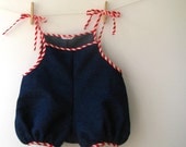 Candy Stripe Denim Baby Romper