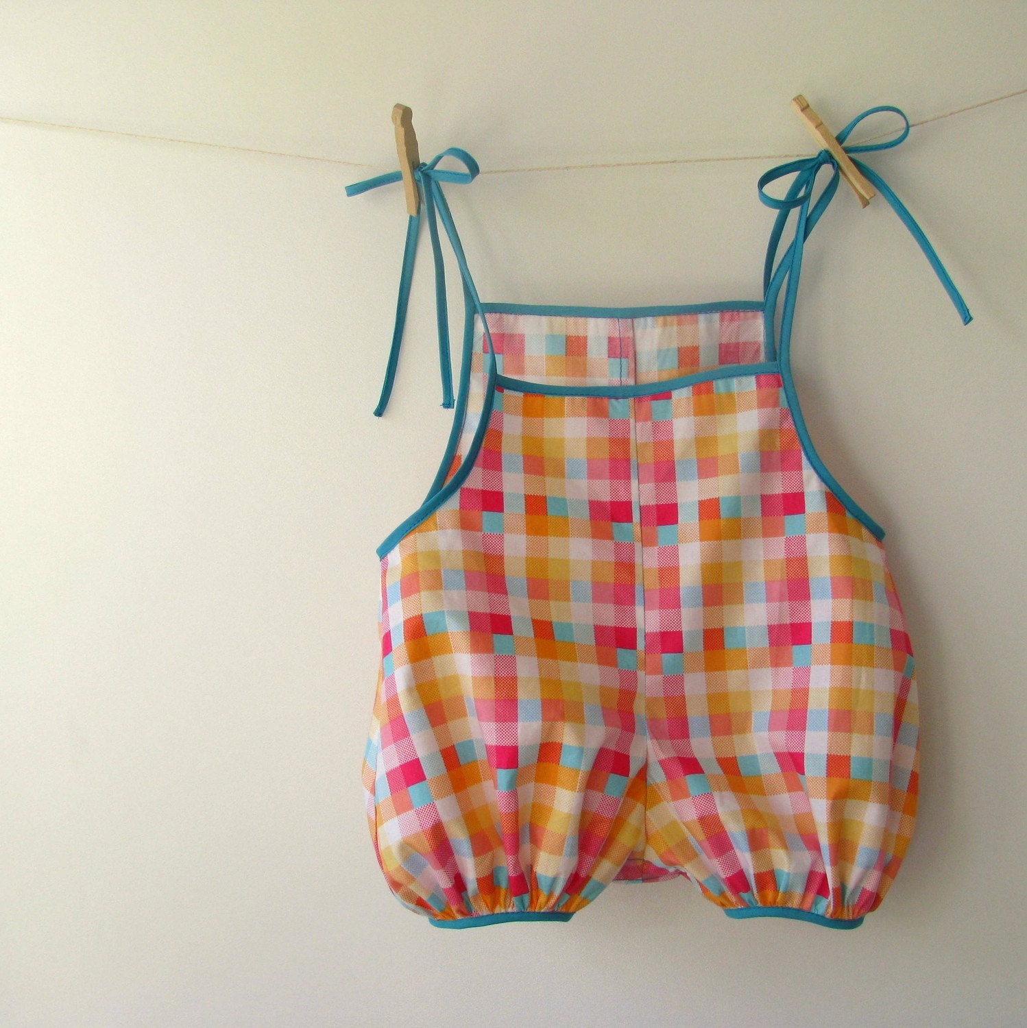 Bright Squares Cotton Baby Romper