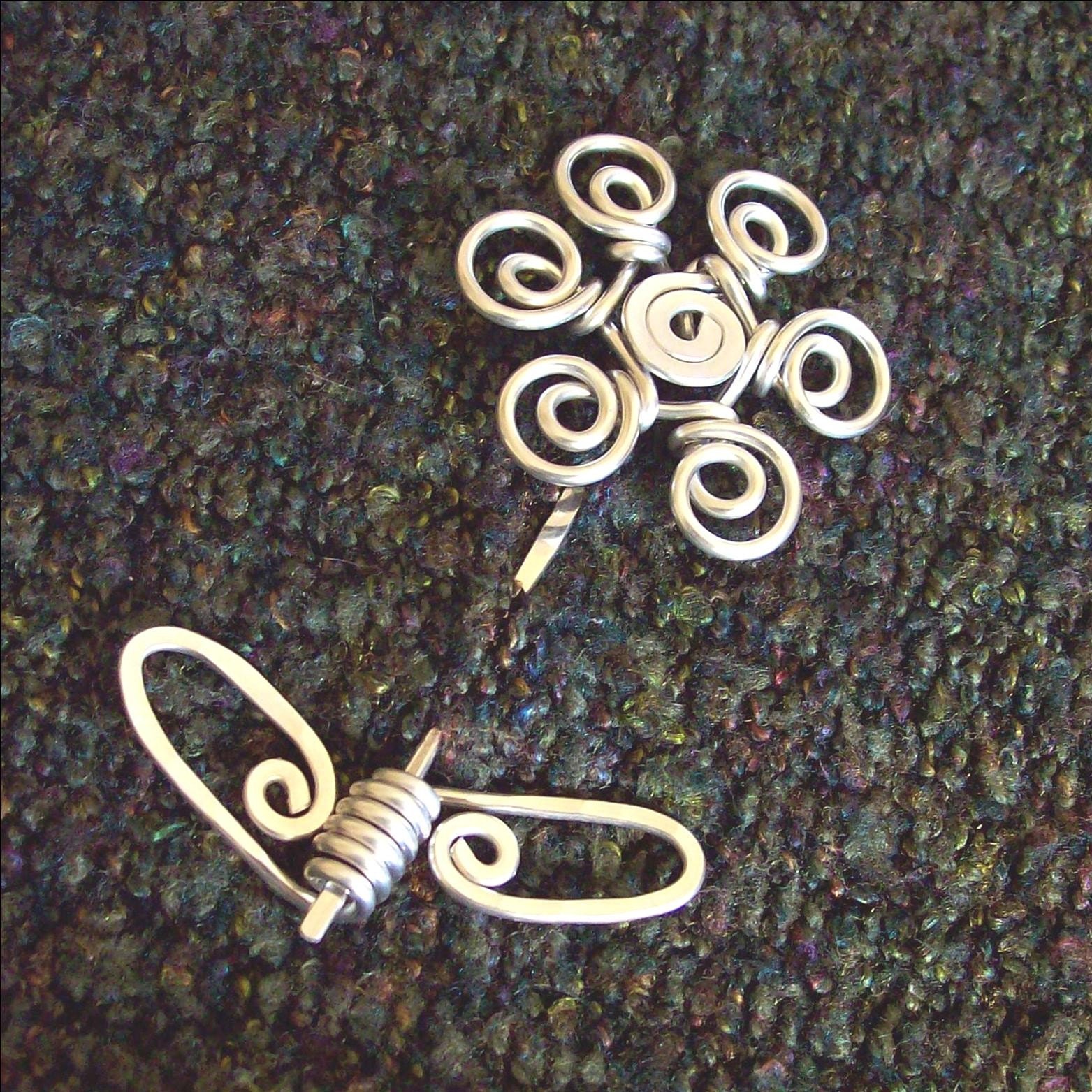 Flower Pin, Sweater Pin, Shawl Pin, Hat Pin aluminum