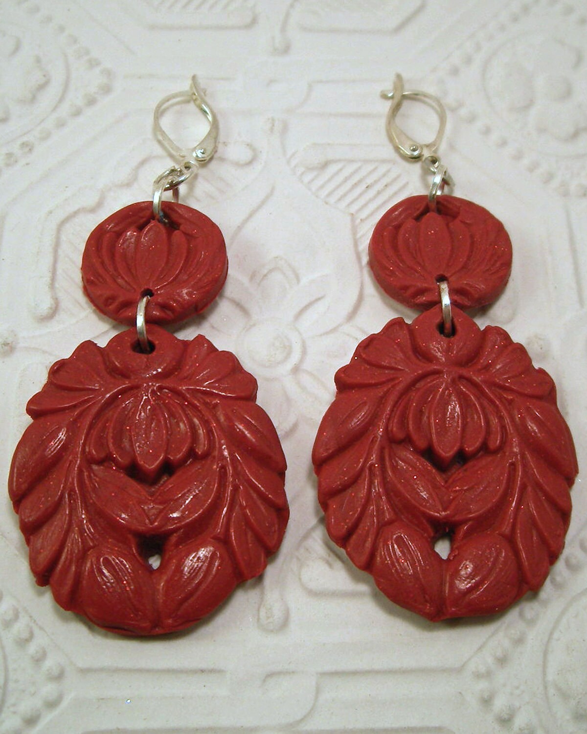 Big Bold Red Drop Earrings