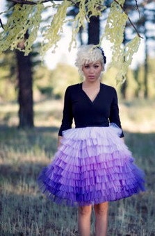 Hand Dyed Ombre Ruffled Tulle Skirt - Carolina