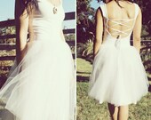Backless Tea Length Tulle Party Dress by Ouma