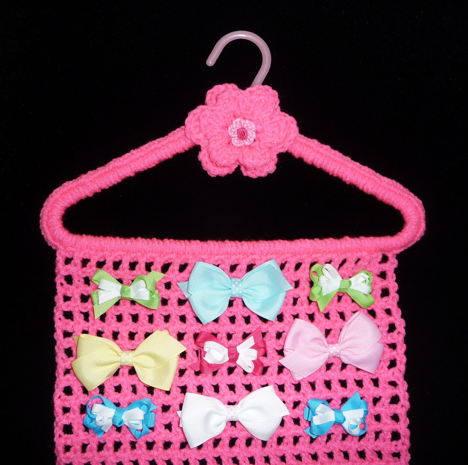 Hair Bow Holder HOT PINK Closet Organizer Hanger Storage Hair Accessories Hairbows Barrettes Crochet Cheer Bands Feathers Headbands