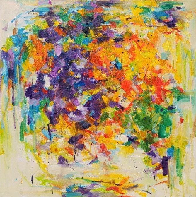 Orchid Garden Giclee Print from original oil mix media painting 10x10- wall decor- wall art