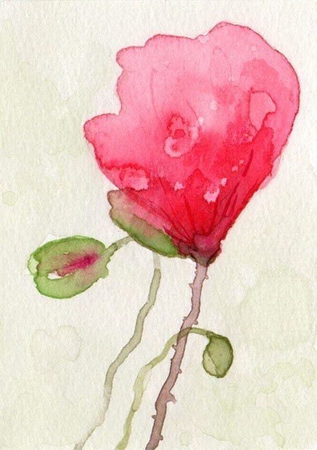 Sale Poppies Impression Giclee PRINT from watercolor painting 5x7