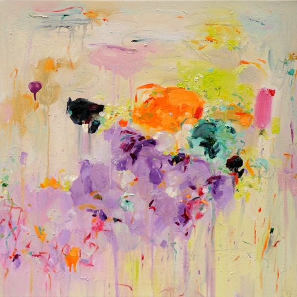 Art giclee print from abstract oil painting- Far side  -  12x12