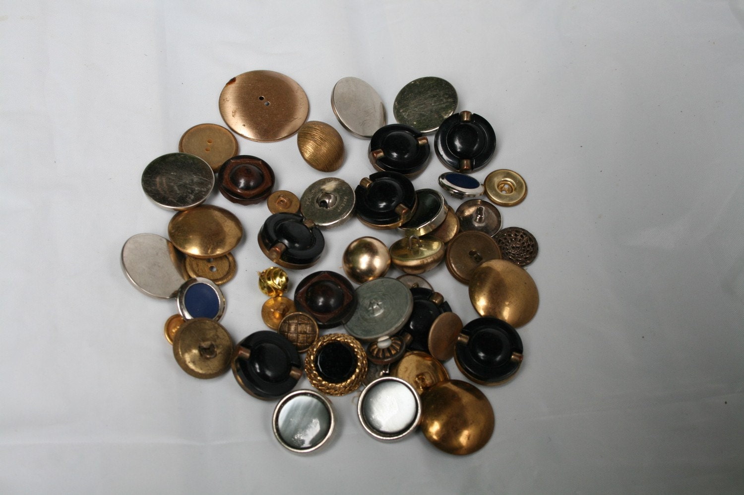 vintage buttons old metal silver gold great for crafts