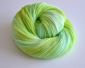 Hand Dyed Fingering Sock Yarn - Superwash Merino Wool / Nylon 463 Yards - Yemaya - Turquoise Blue Lime Green