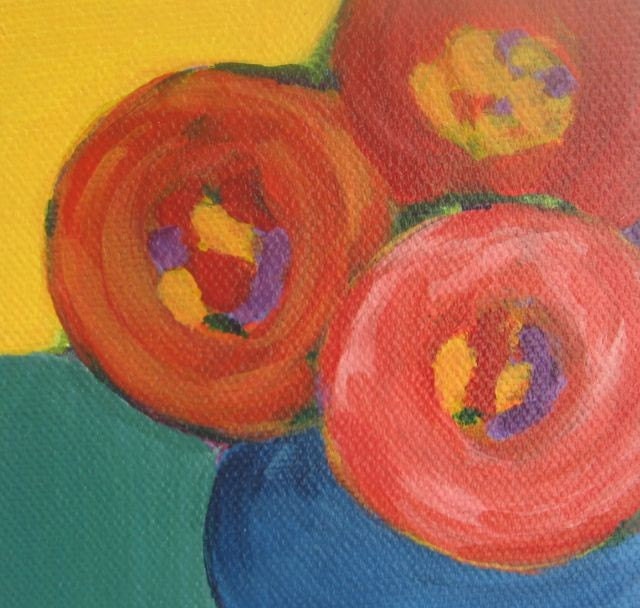 may flowers- 4 x 4 original painting by liz langley