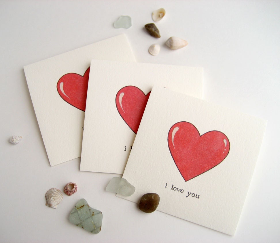 I Love You with All My Heart Note Cards // Set of 3