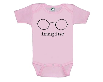 Imagine Lennon Glasses baby one piece creeper bodysuit silkscreen screenprint Choose Size