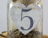 Rustic Heart Table Numbers white