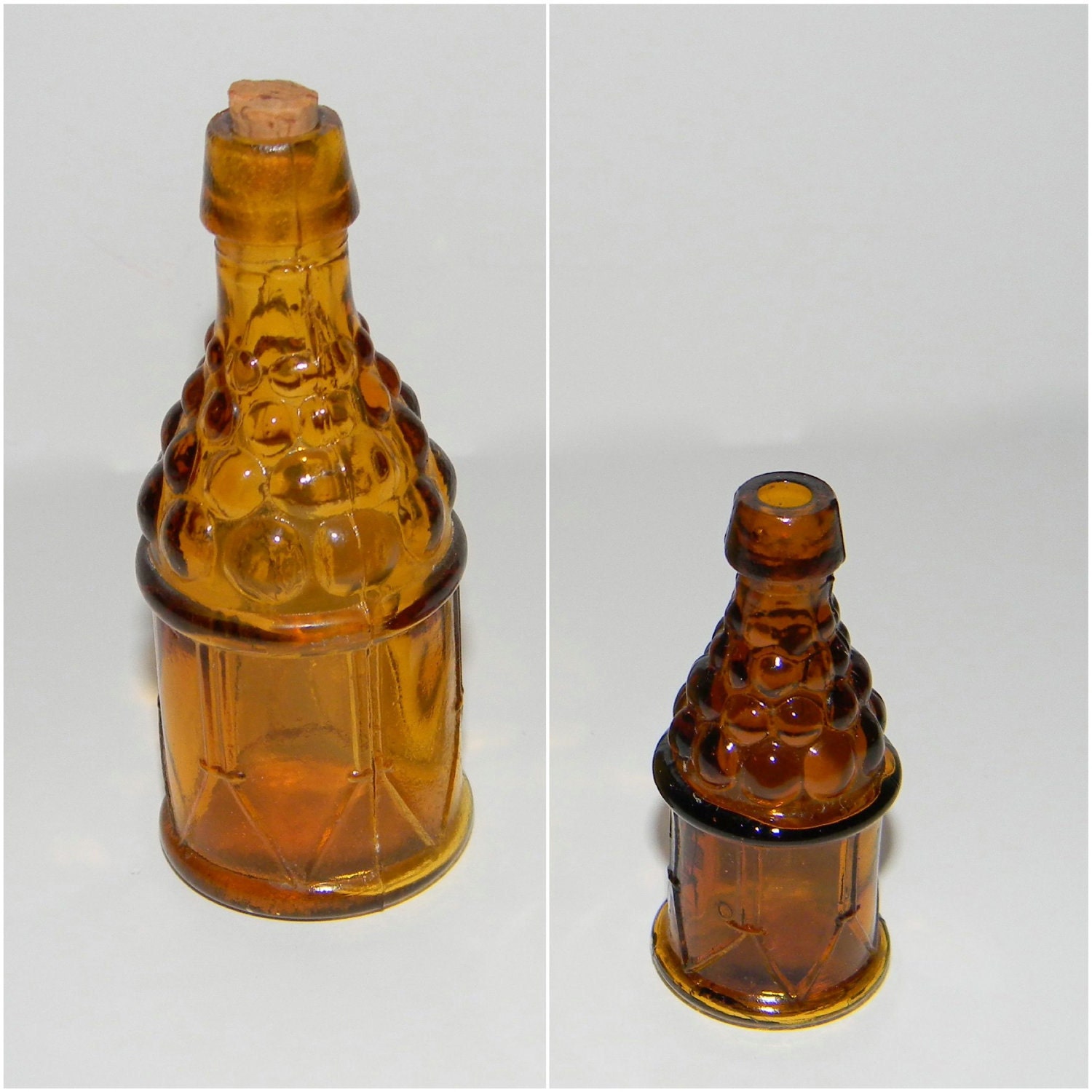 Vintage glass bottles, cork stopper, photo prop, instant collection