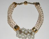 Vintagenecklace,  pearl and rope choker - small