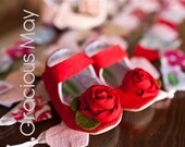 Roses are red Silk rosette Maryjanes-- XOXO