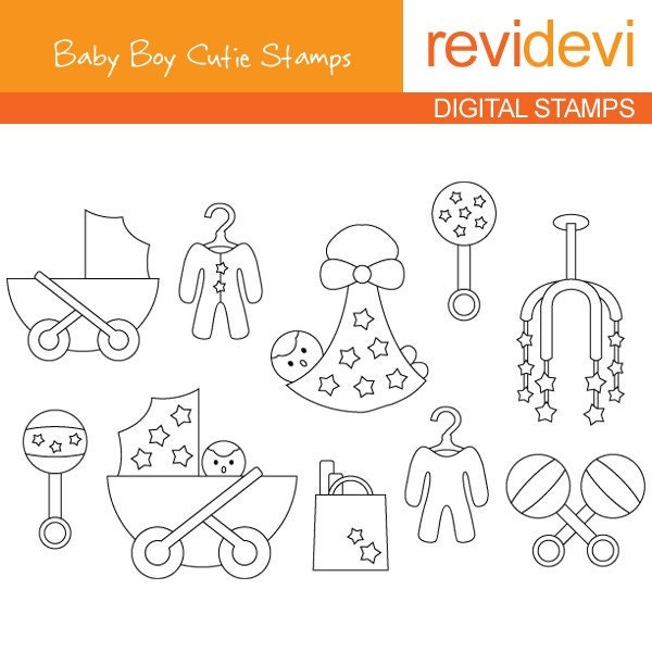 Digital stamp - Baby Boy Cutie Stamps 07133 - Commercial Use Clipart embellishment