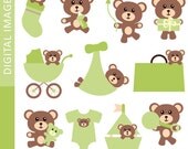 Baby Green Teddy Bear 07358.. Commercial use graphic clip art
