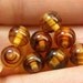 Vintage Glass Beads Lampwork Amber Striped 6mm pkg8 gl56