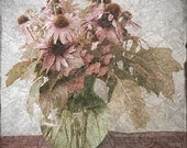 Autumn Flower Still Life Photograph, Country Chic Wall Decor,  Floral Art Print, Sepia, Pink