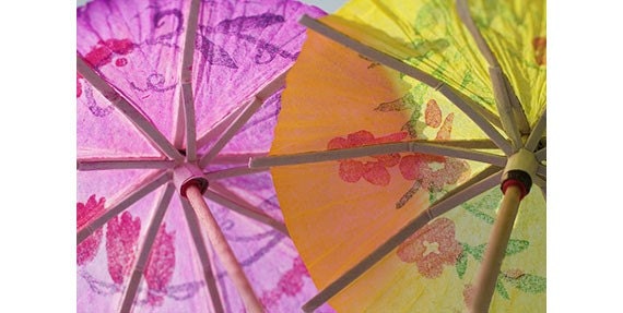 Neon Umbrellas Still Life Photograph, Let's Party, a Fine Art Print, Orange, Hot Pink Wall Decor