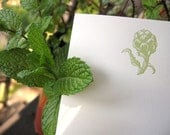 Green Artichoke Letterpressed Flat Panel Card Set (6 cards)