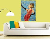 Lola - the elegant Lady... original painting, acrylic on wood, 23,6"x15,7", 60 x 40 cm, beauty, female, fantasy, abstract