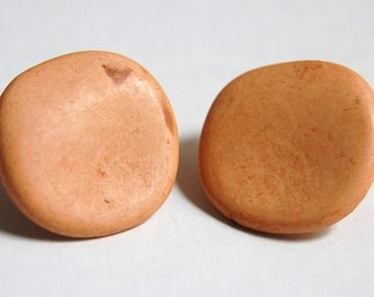 Vintage 1980s Peach Disc Post Earrings
