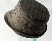 Charcoal Gray and Black Pinstripe Cotton Fedora : Mens Hats, Womens Hats - L