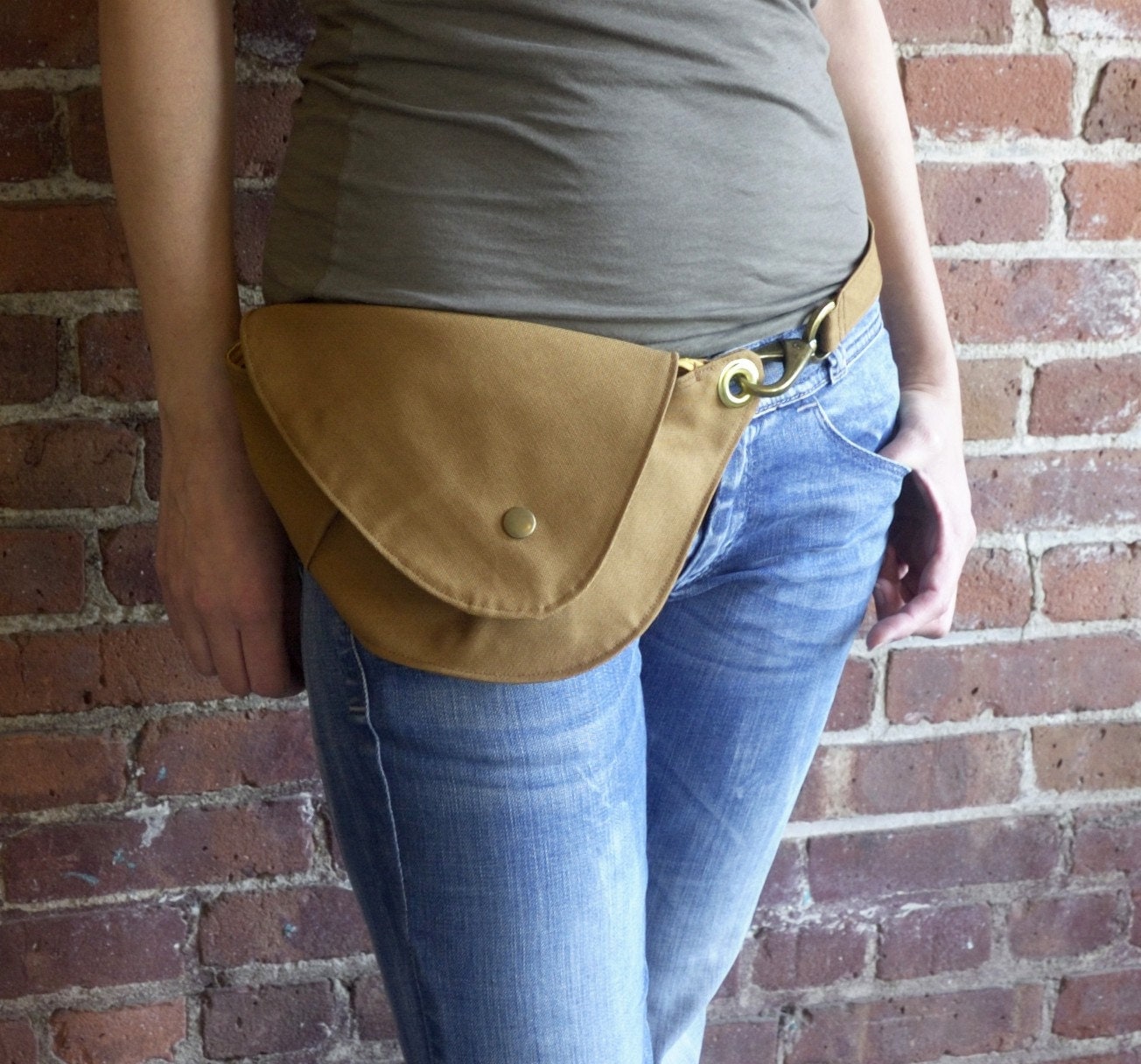 Ochre Belt Bag in Cotton Duck Cloth Fanny Pack by rocksandsalt