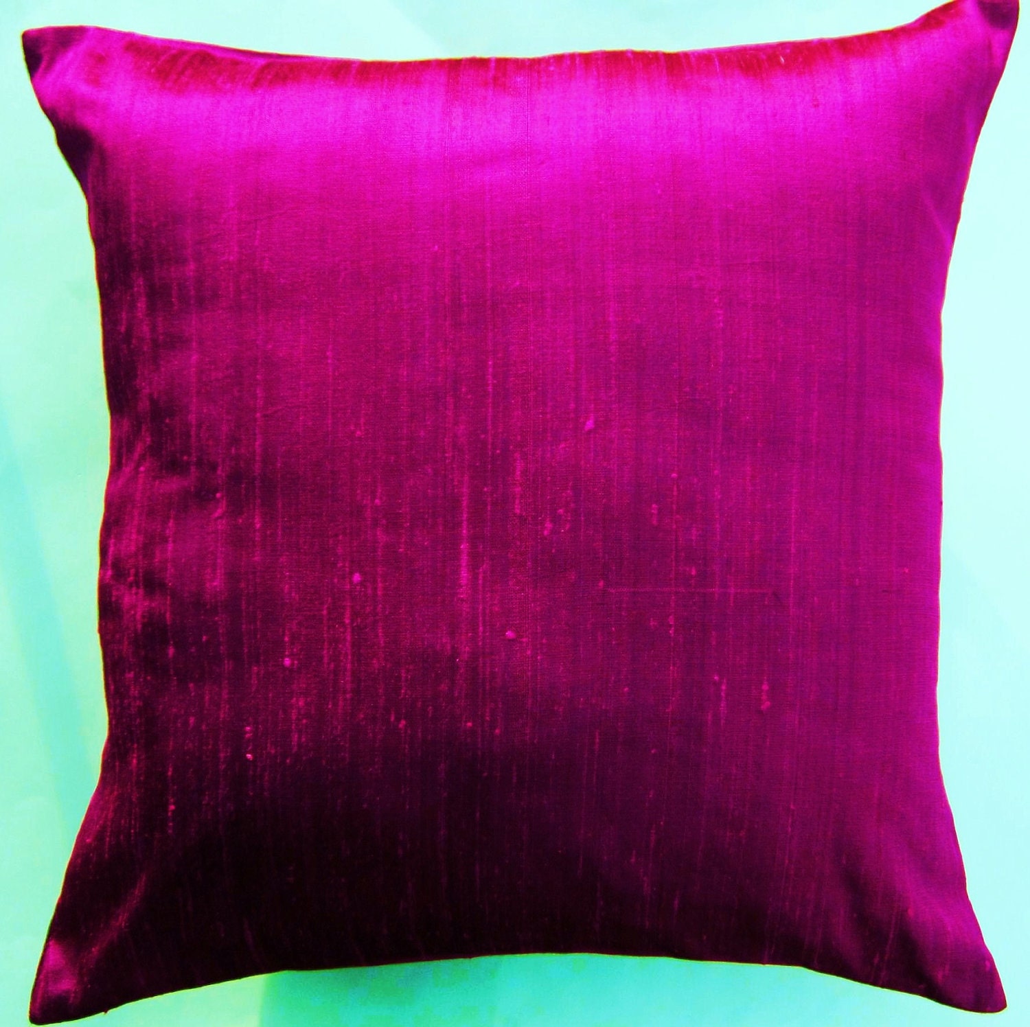Magenta Pillow Cover -- Purple Pink Silk Throw Pillow Cover -- 18 x 18