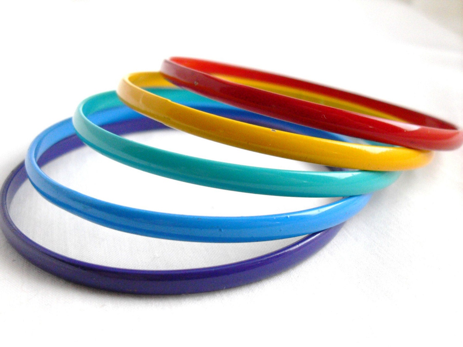 Vintage Rainbow Enamel Bangle Bracelets