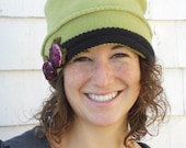 Ladies Fleece Hat  - Shabby Chic - Vintage Style Hat for Women - Chartreuse Green  - Sophie - hatjunkie