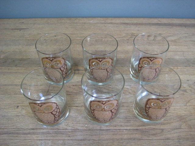 Vintage Owl Drinking Glasses by Georges Briard