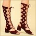 ViNtAgE 60's Red Wine Suede Cut Out Lace-Up Mod Boots sz. 8