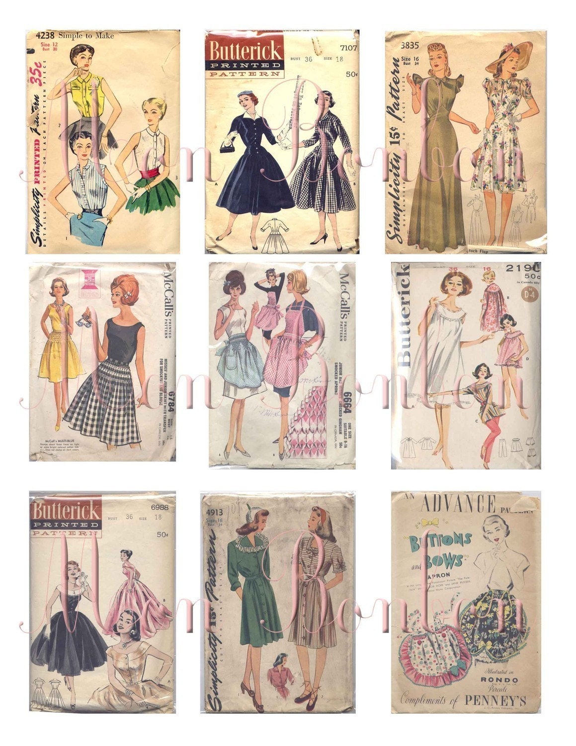 Vintage Retro Ladies Dress and Clothing Sewing Patterns Collage Sheet - INSTANT DOWNLOAD