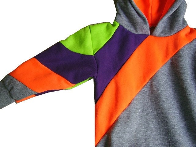 KAZAAM. Unique 80s Fluro Rainbow Stripe Hoodie .BRAND NEW