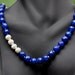 Blue Agate Beaded necklace- Agate, Sterling silver