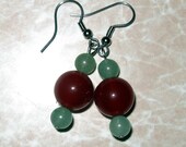Jadeite and Carnelian Bead Earrings